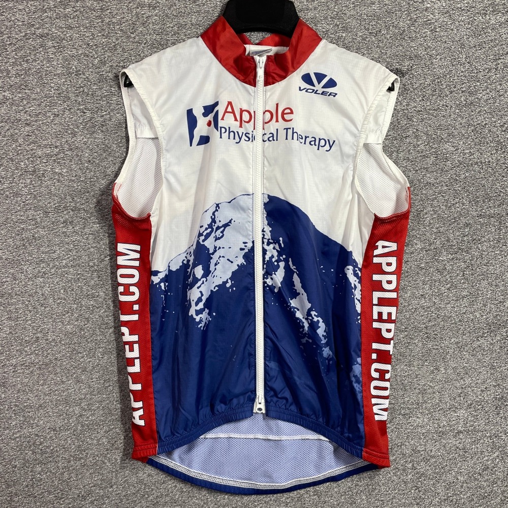 Voler Apple Physical Therapy Cycling Vest Mens XL White Blue Mountain Full Zip